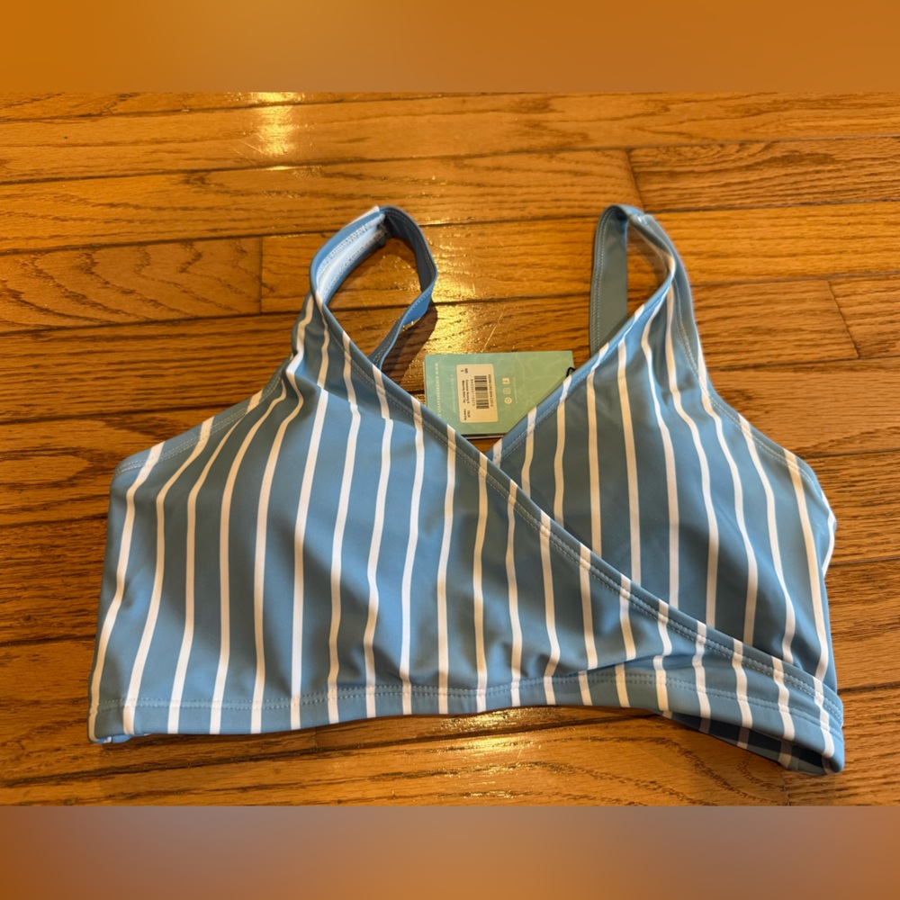 Kindred Bravely Blue and White Striped Nursing & Maternity Bikini Top